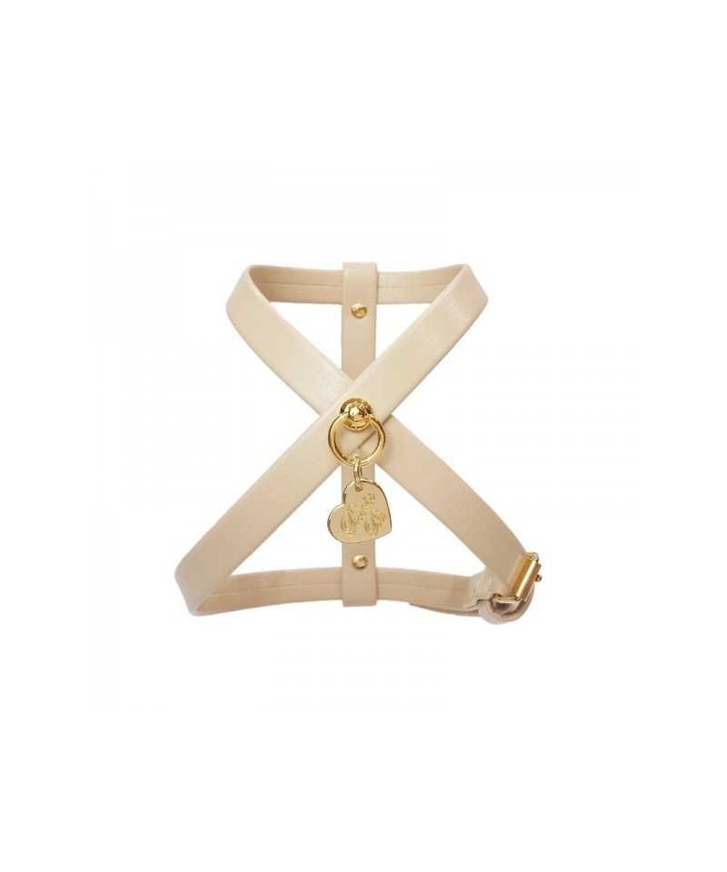Piccoli Pets SIMPLE HARNESS COOKIE ECOLEATHER/GOLD