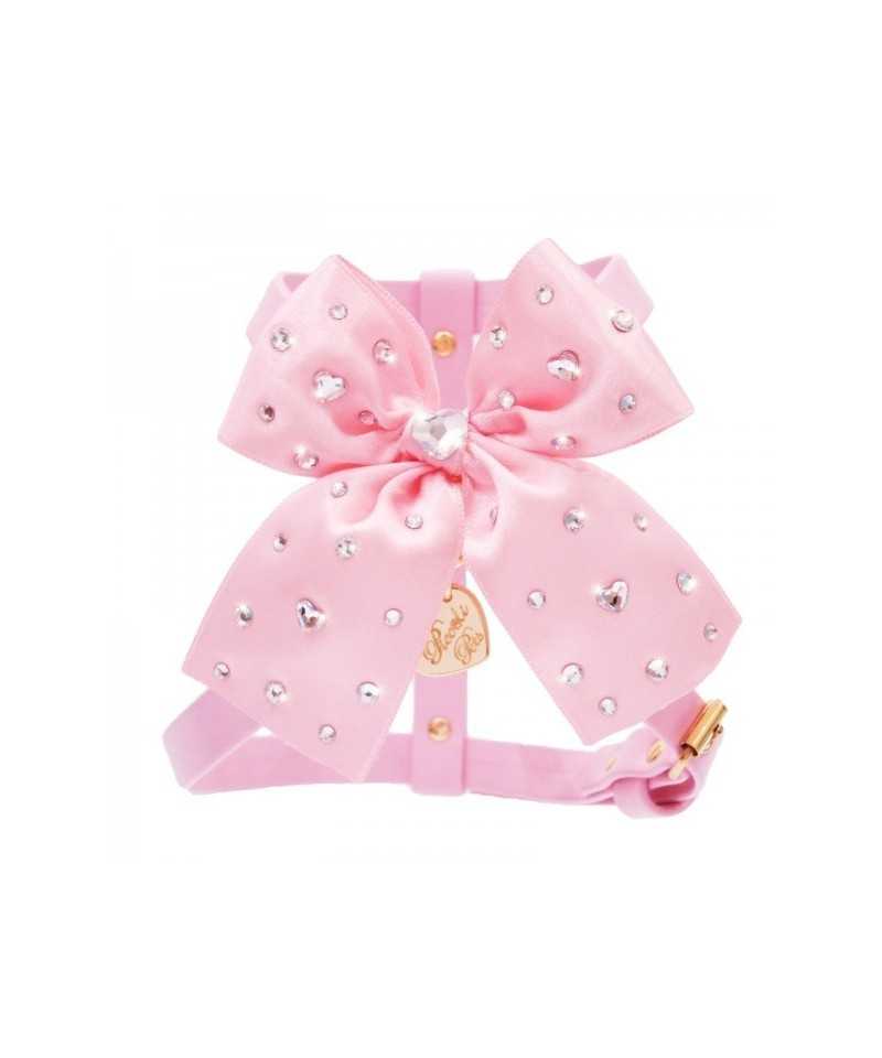 Piccoli Pets CHIC BOW HARNESS PINK ECOLEATHER/GOLD