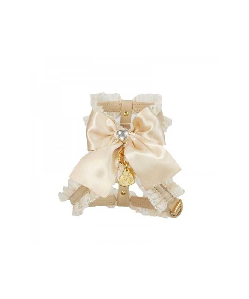 Piccoli Pets DENTELLE BOW HARNESS COOKIE ECOLEATHER/GOLD