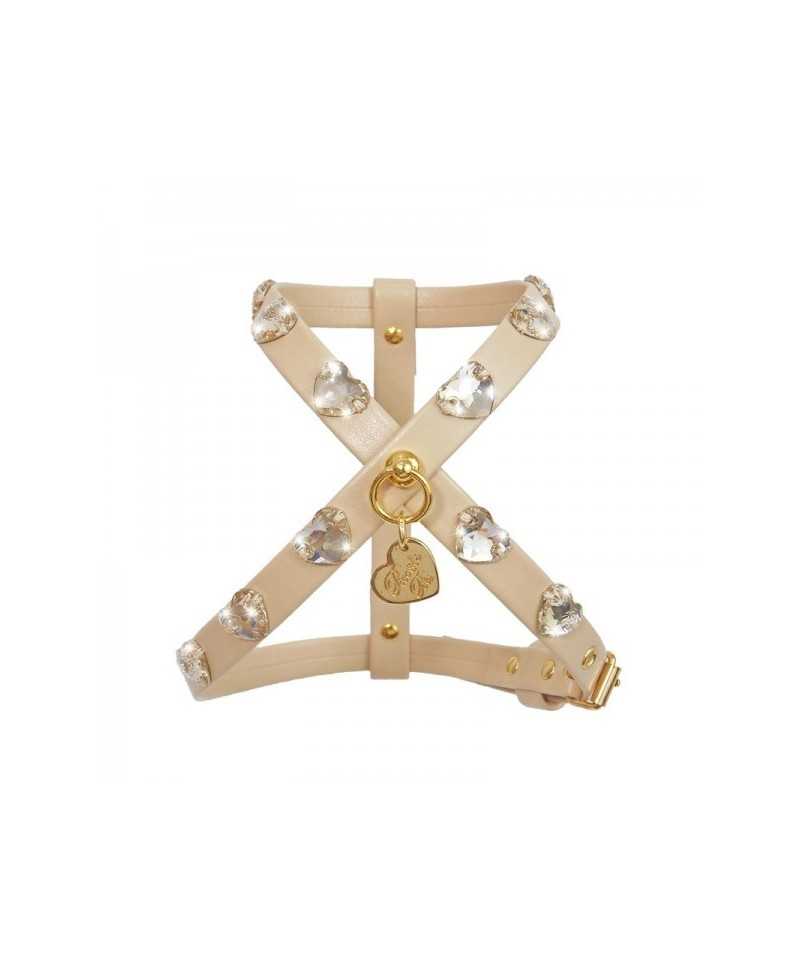 Piccoli Pets HEARTS HARNESS COOKIE ECOLEATHER/GOLD