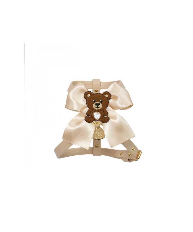 Piccoli Pets TEDDY ON BOW HARNESS COOKIE ECOLEATHER/GOLD
