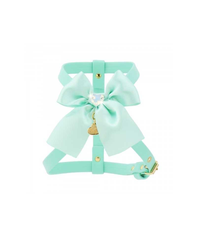 Piccoli Pets HEART SEW ON BOW HARNESS TIFFANY ECOLEATHER/GOLD