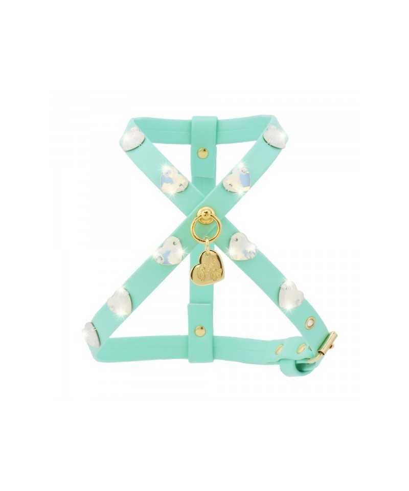 Piccoli Pets HEARTS HARNESS TIFFANY ECOLEATHER/GOLD