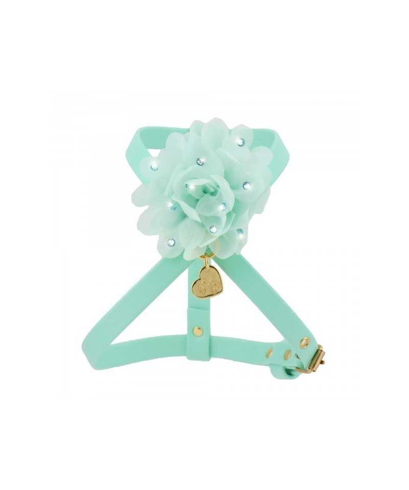Piccoli Pets CHIC FLOWER HARNESS TIFFANY ECOLEATHER/GOLD