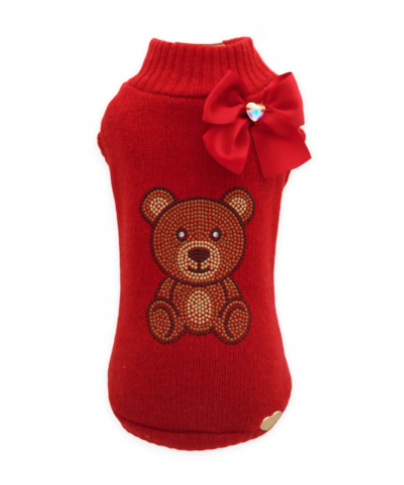 Teddy Bear Wool Pull Red Piccoli Pets