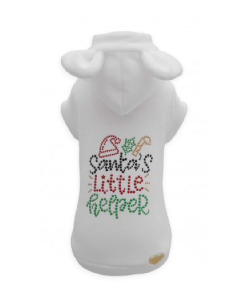 Santa Little Helper Hoodie White Piccoli Pets