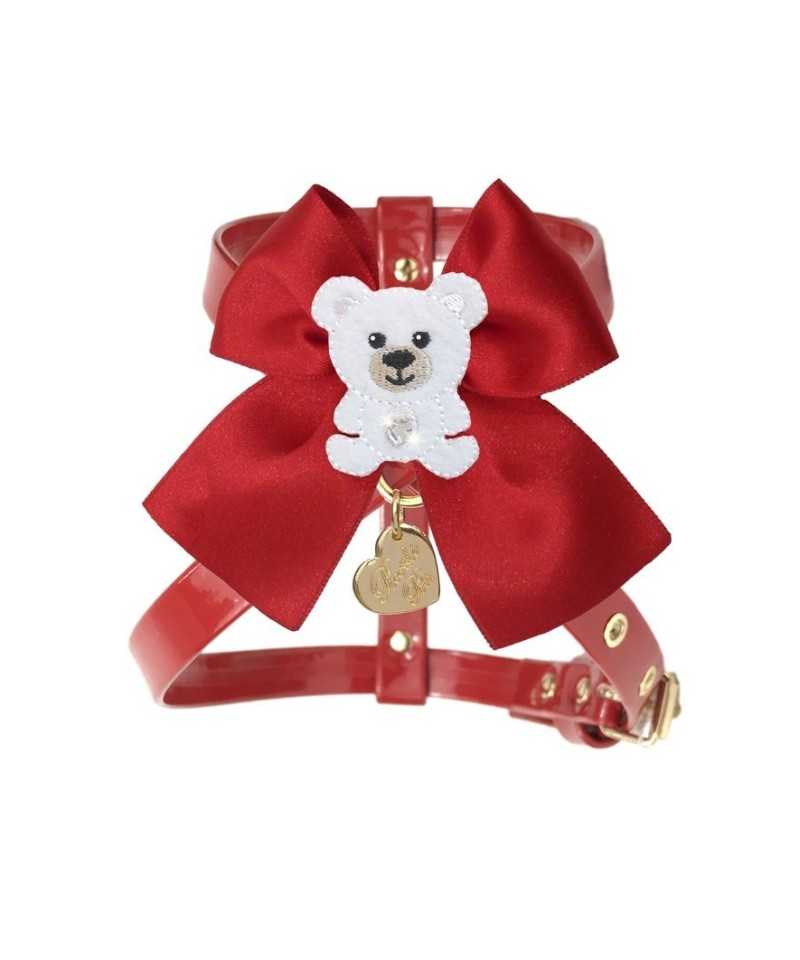 Polar Teddy On Bow Harness Red Piccoli Pets