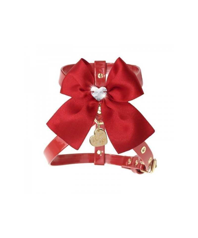 Heart On Bow Harness Red Piccoli Pets