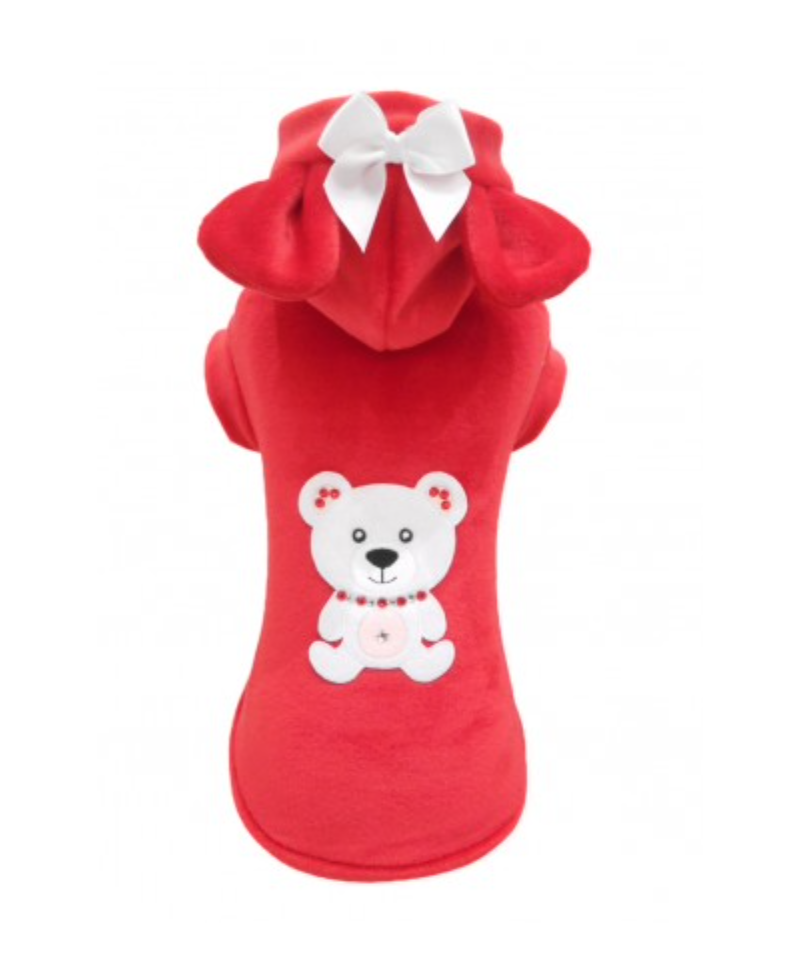 Polar Teddy Hoodie Red Piccoli Pets