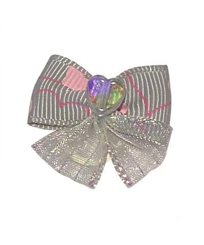 Fiocchetto con Elastico Grey Pink Heart