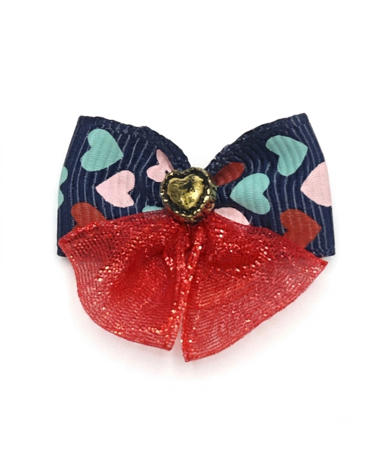 Fiocchetto con Elastico Red Blue Heart